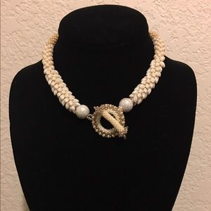 white magatama beads