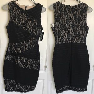 Black and nude body con dress JAX, New with tags