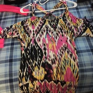 Cute top. Multi color. Halter with short sleeves