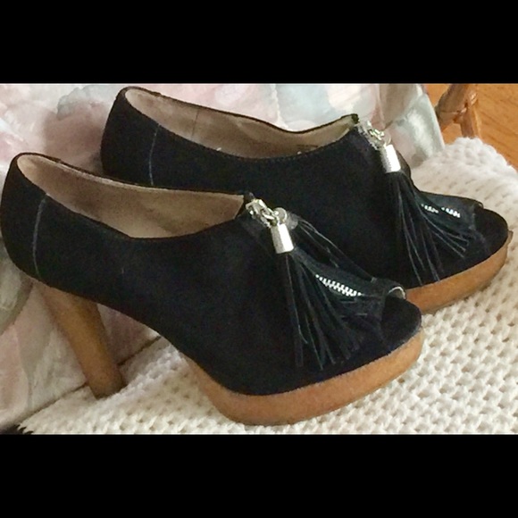 MICHAEL-Michael Kors Black Suede Zipper Platforms