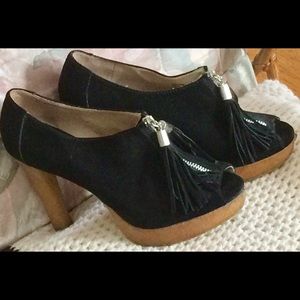 MICHAEL-Michael Kors Black Suede Zipper Platforms