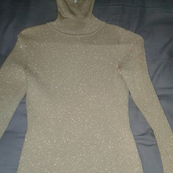 Glitter tan turtle neck