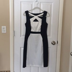 Black and White Front Cut Out Dress