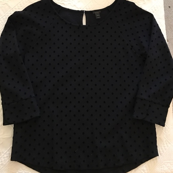 JCrew Black Velvet Dot Ponte Top - size S - Picture 1 of 4