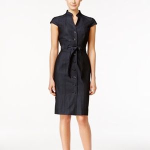 Calvin Klein Blacked Button Down Belted Dress