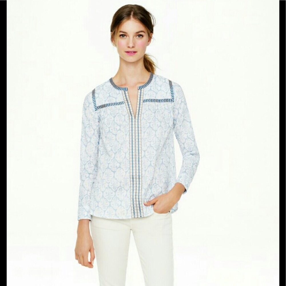 Bohemian J. Crew Cotton Popover Top