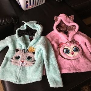 2 soft & cuddly zip up  sweatshirts