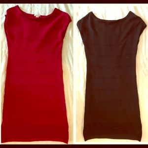 2 Xhilaration Dresses, Red & Black. XS knit.