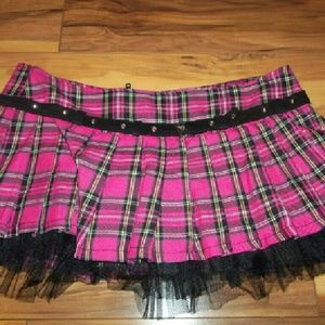 Plaid Royal Bones Mini Skirt HOT TOPIC