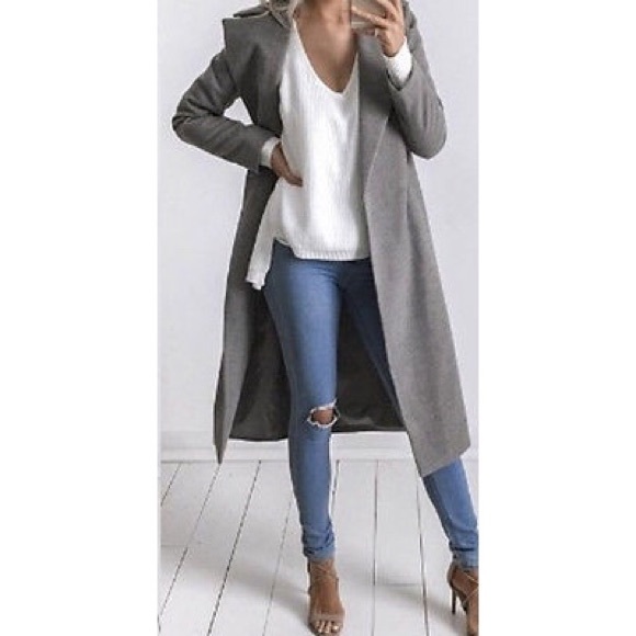 Jackets & Blazers - Grey Slim Long Winter Woolen Coat