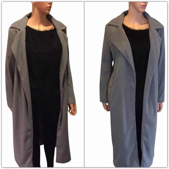 Grey Slim Long Winter Woolen Coat - Picture 2 of 4