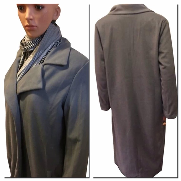 Grey Slim Long Winter Woolen Coat - Picture 3 of 4
