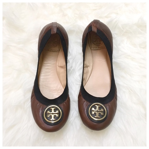 Tory Burch Shoes - Tory Burch Caroline Brown & Black Flats SZ 6