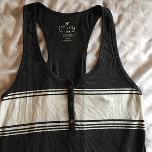 Gray and white racer back tank