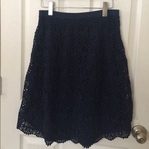 Navy Blue Mid-length Lace Skirt