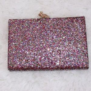 Kate Spade 'I Kissed a Frog' clutch, multi glitter