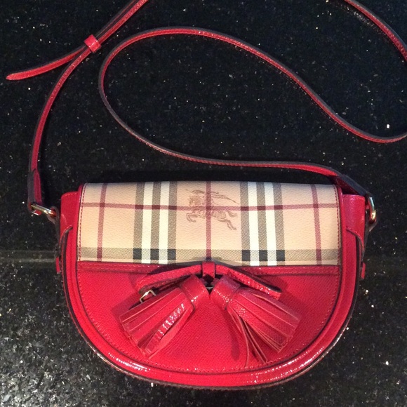 Burberry Handbags - Burberry cross body -red leather