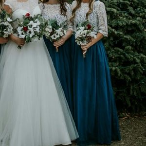 Lulu's navy maxi dress with lace topper