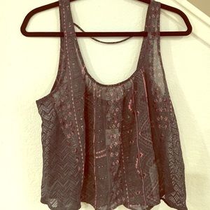 New W/T Sheer Patterned Crop Top