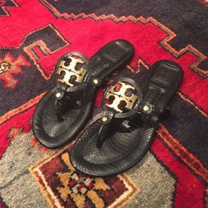Tory Burch black lizard sandals