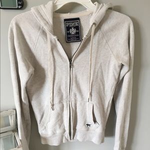 Victoria's Secret light gray zip up hoodie.