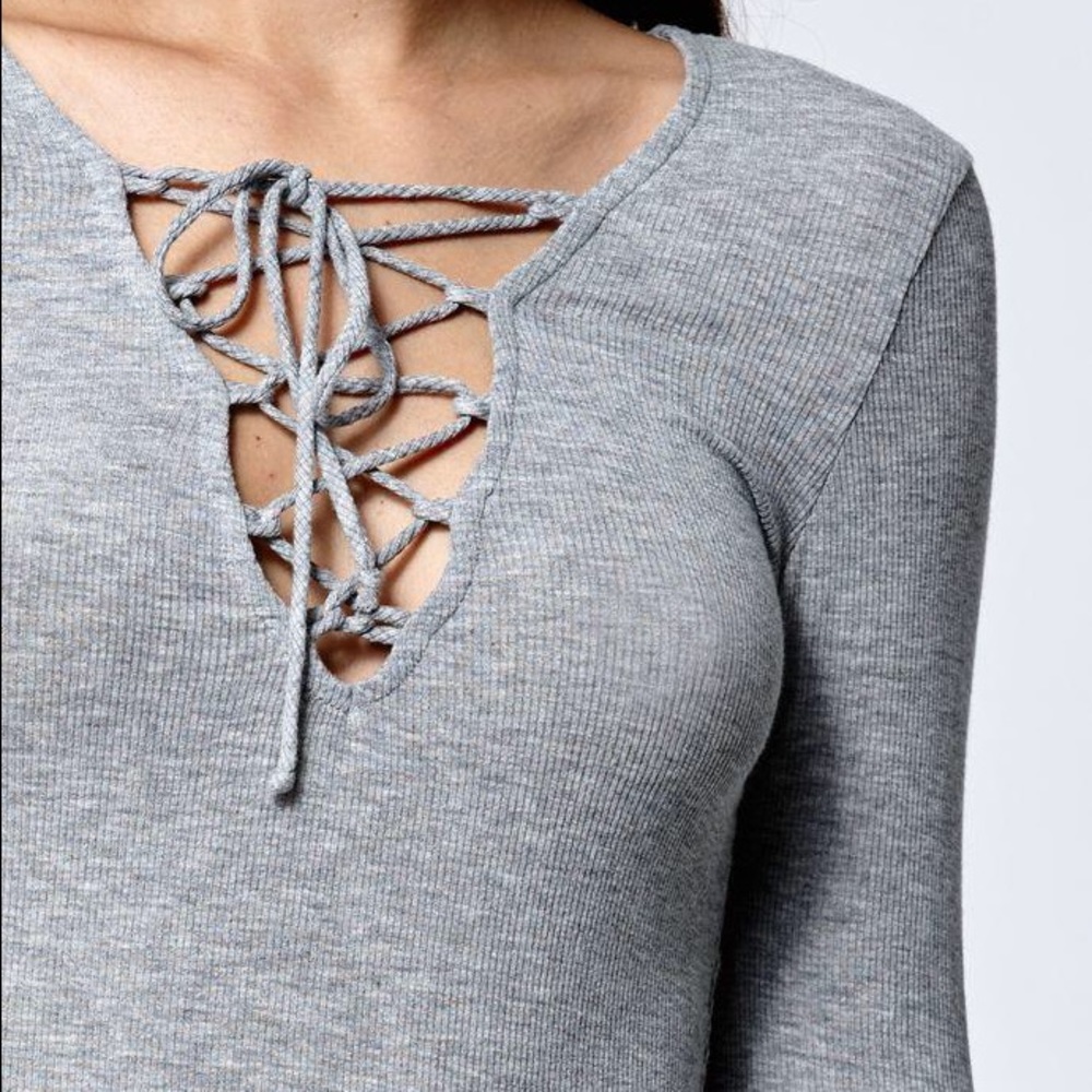 Deep v-neck long sleeve shirt