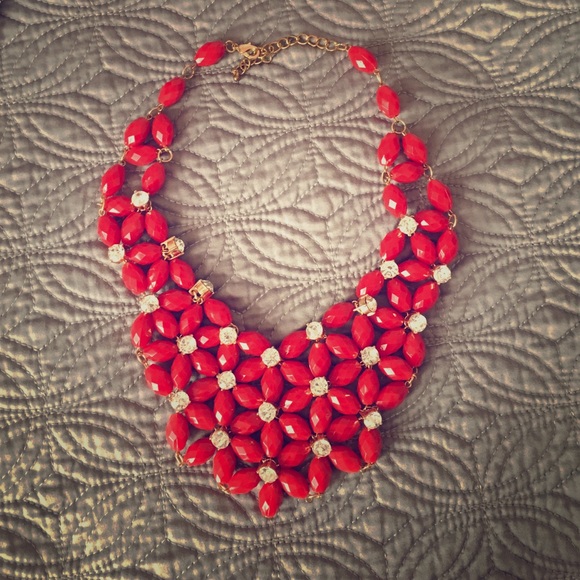 Red statement necklace