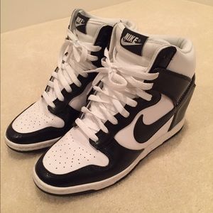Black and white Nike wedge sneakers