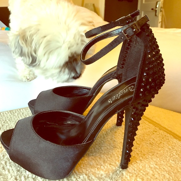 Black Satin Sparkle HIGH HEEL by Candies