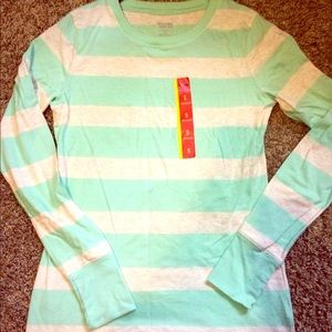 Mossimo long sleeve lite blue&white shirt