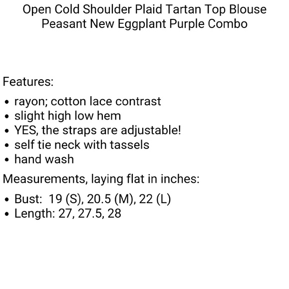 Cold shoulder plaid top Blouse Eggplant NWT - Picture 3 of 5