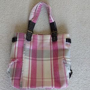 Wool plaid tote bag