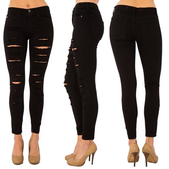 Pants - JULIETTE distressed skinnies - BLACK Pants - JULIETTE distressed skinnies - BLACK