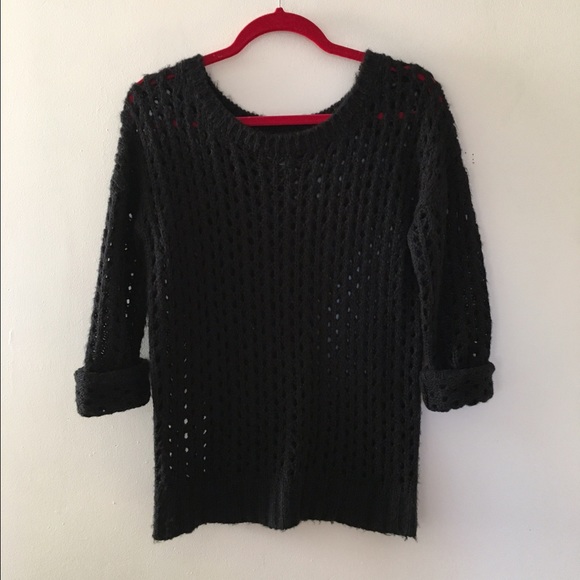 black open-knit comfy sweater