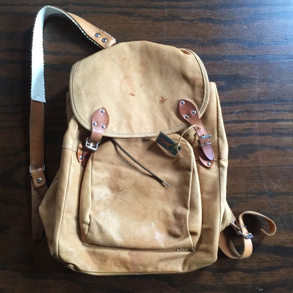 Distressed vintage Genuine Tivoli leather backpack main image 4