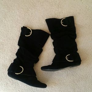 Naughty Monkey Completely Flat Black Slouch Boots