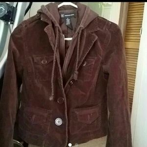 Inc brown hooded jacket sz small