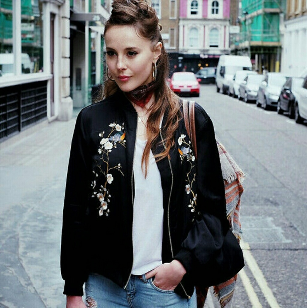 Zara Floral Embroidered Bomber Jacket - Picture 5 of 8