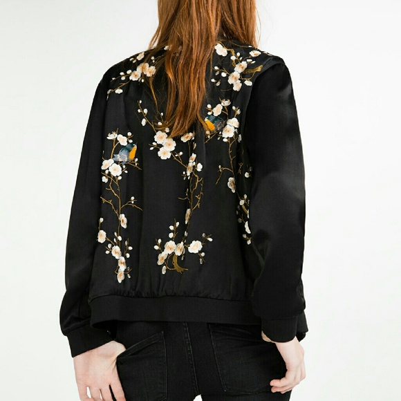 Zara Floral Embroidered Bomber Jacket - Picture 2 of 8