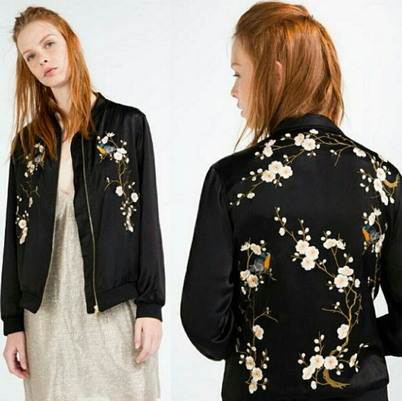 Zara Floral Embroidered Bomber Jacket - Picture 4 of 8
