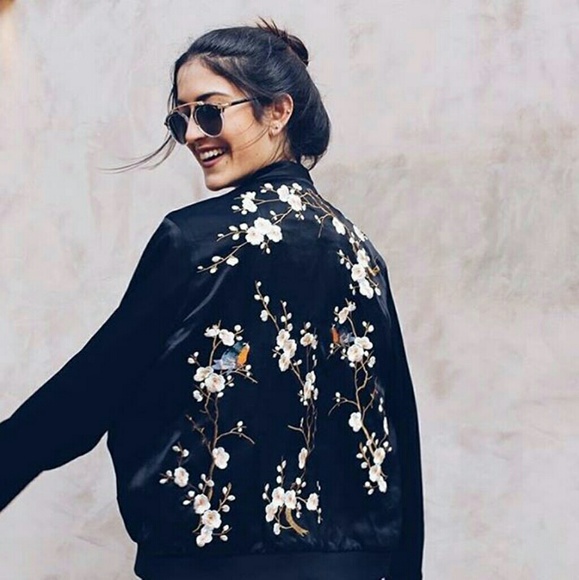 Zara Floral Embroidered Bomber Jacket - Picture 6 of 8