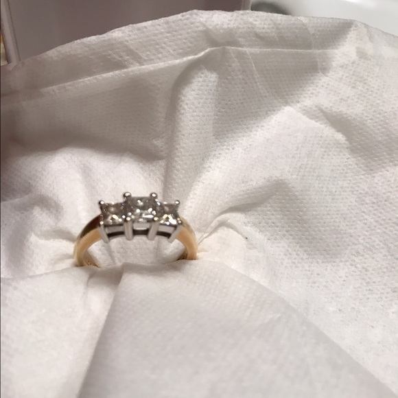 Diamond Princess Cut three stone ring