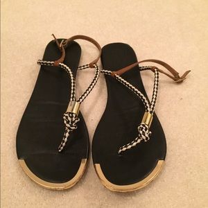 Black and white sandals