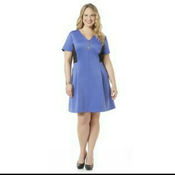 Metaphor women's blue fit and flare dress