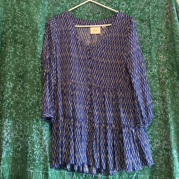 Anthropologie blue 3/4 length blouse