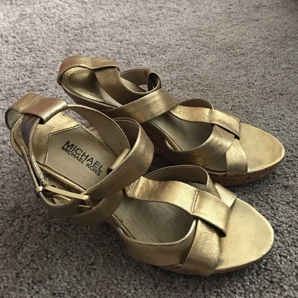 Michael Kors Gold Wedges Size 9