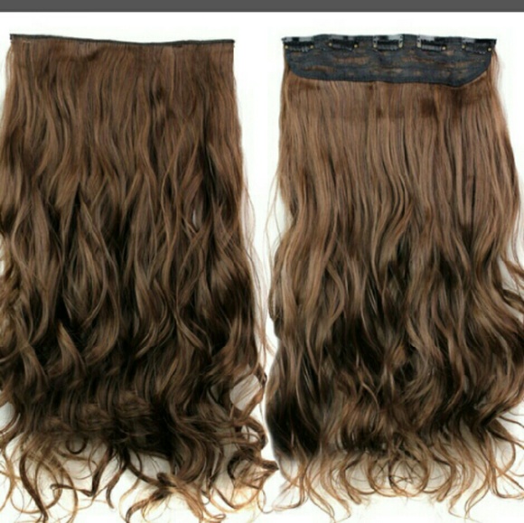 24 inch brown synthetic clip in extensions
