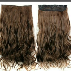 24 inch brown synthetic clip in extensions