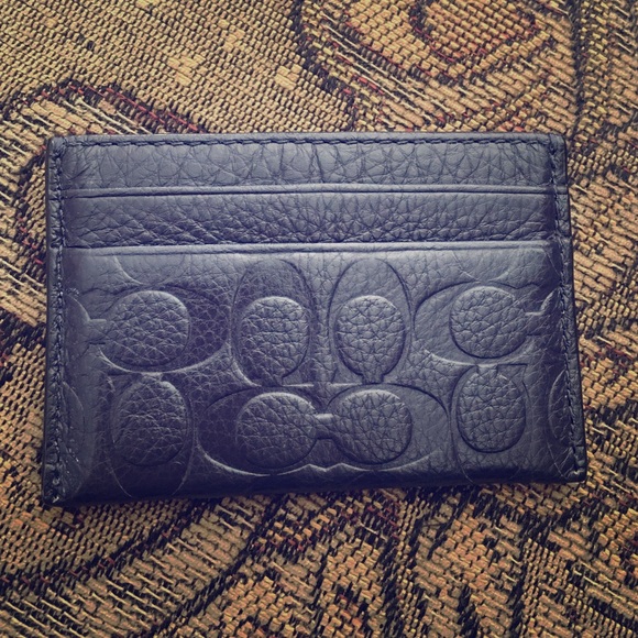 Coach Black Signature Leather Credit Card Holder