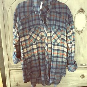 Free people unique plaid button down